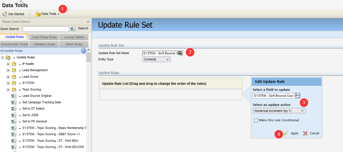 Oracle Eloqua Update Rule